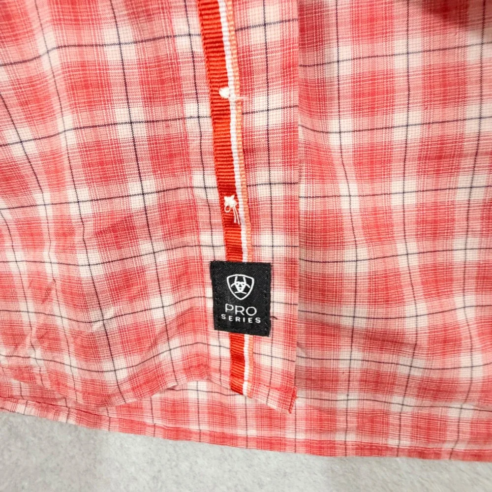 Ariat Pro Teddy Shirt Mens Medium Red Plaid Stretch LS Button Down‎